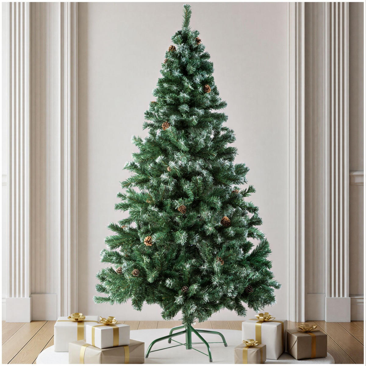 WEIHNACHTSBAUM , inklusive Metallständer mit Kunststoffkappen, grün - Grün, Kunststoff (180cm) - tectake