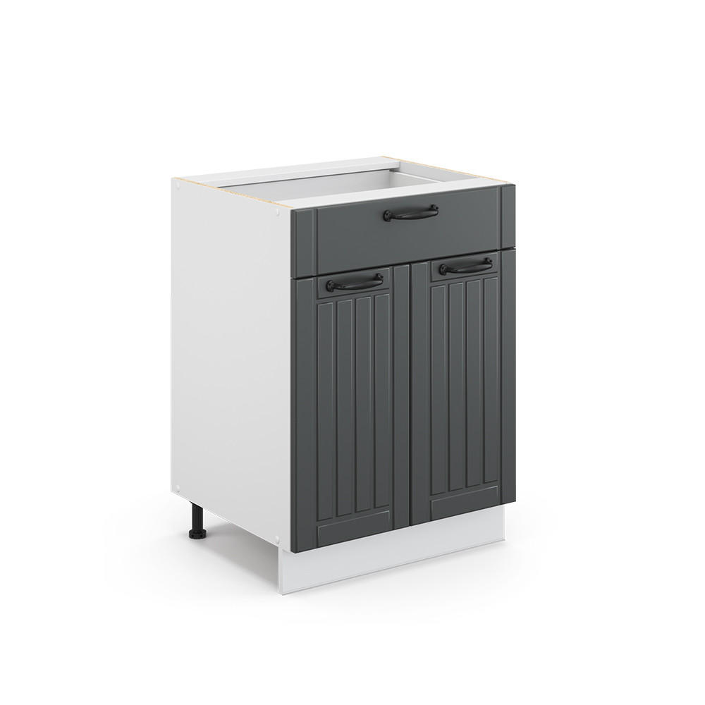 KÜCHENUNTERSCHRANK Fame-Line Anthrazit Landhaus 60 cm mit Schublade ohne AP - Anthrazit/Weiß, Holzwerkstoff (60/82/51.6cm) - Vicco