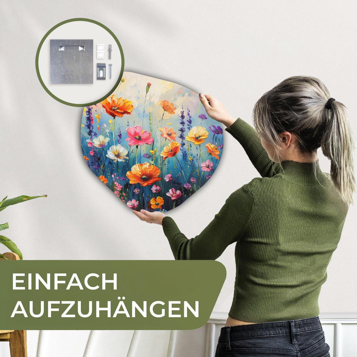 WANDBILD Blumen - Natur - Aquarell - Kunst 40x40 cm - Multicolor, Kunststoff (40/40cm) - MuchoWow