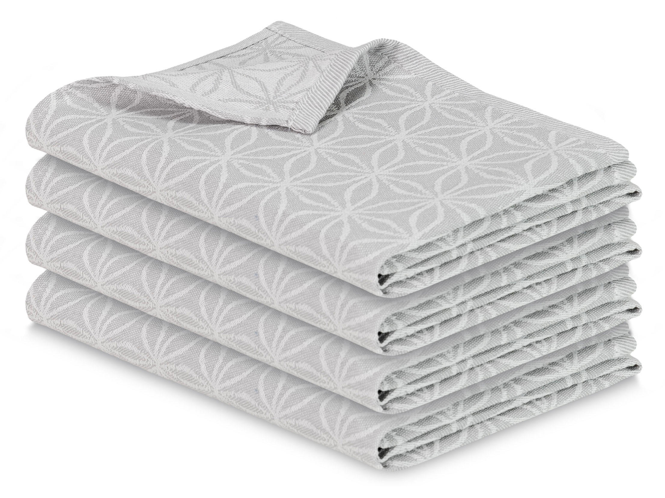 GESCHIRRTÜCHER, 4er-Set, 50x70 cm, 100% Baumwolle, Grau - Hellgrau, Textil (50/70cm) - Zollner