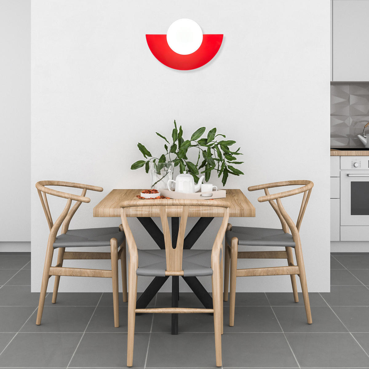 WANDLEUCHTE Innen Vintage 20/13 cm - Rot, Glas/Metall (20/13cm) - Bamyum