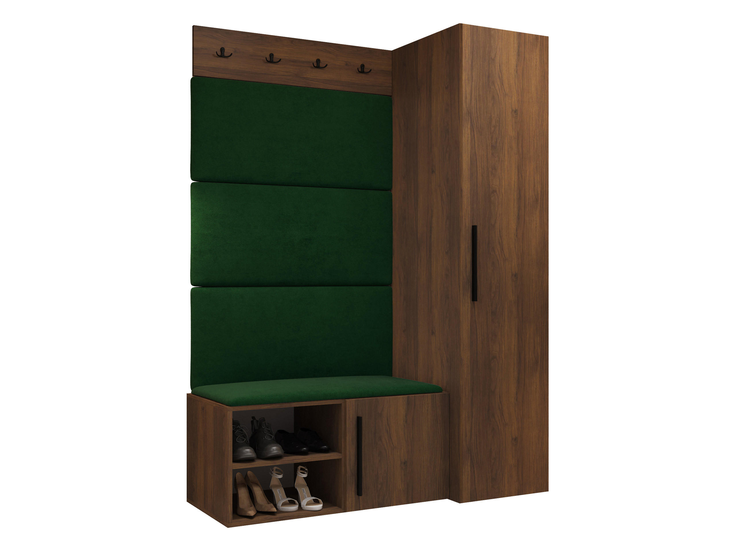GARDEROBEN-SET Medi II - Nussbaumfarben/Schwarz, Holzwerkstoff/Kunststoff (40/191/50cm) - MIRJAN24