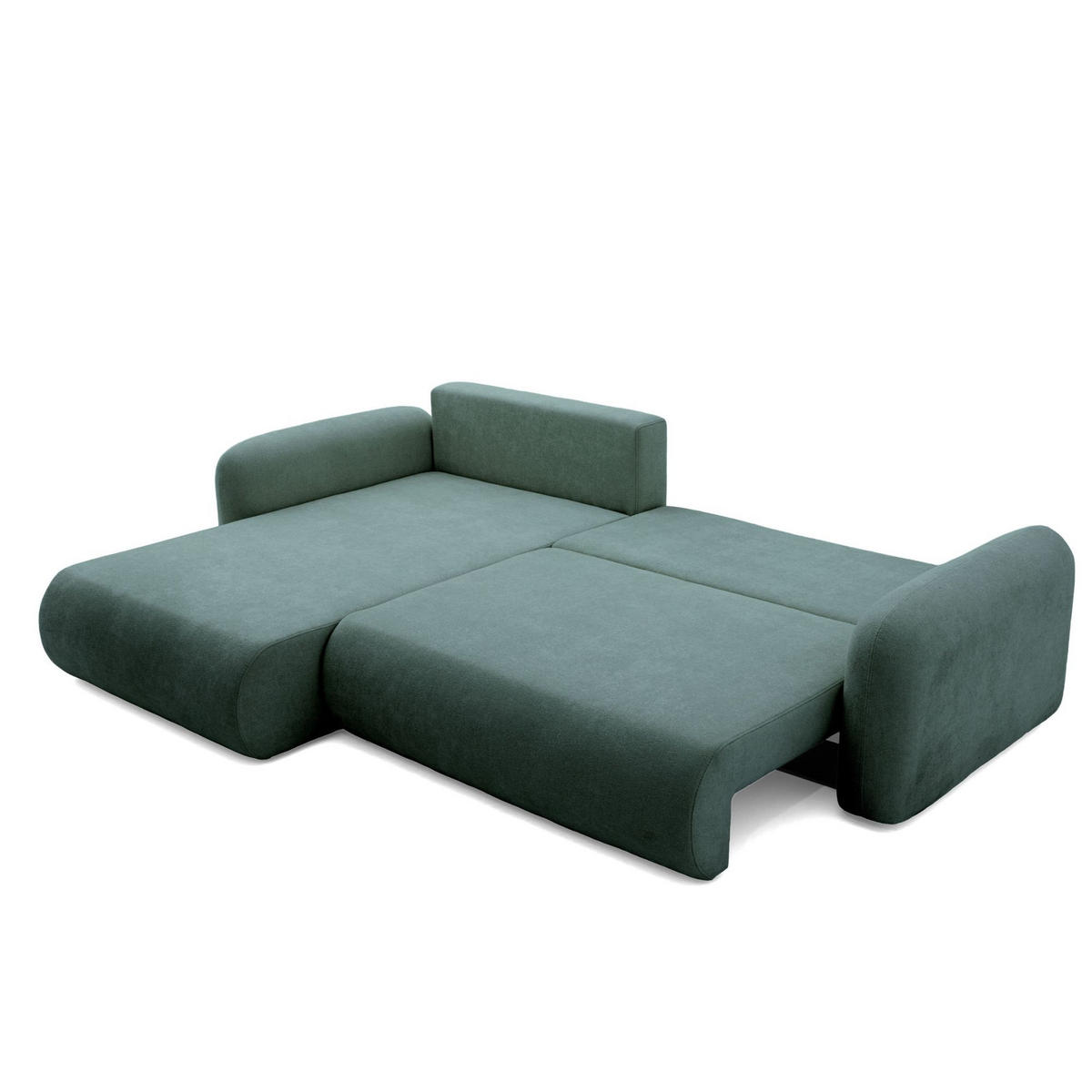 ECKSOFA NEST L Universal mit Schlaffunktion 157x240 Webstoff Dunkelgrün - Dunkelgrün/Schwarz, Holz/Textil (280/187cm) - Muffo
