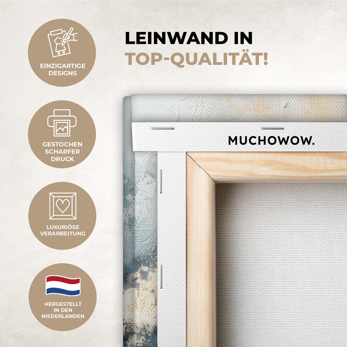 LEINWANDBILD Abstrakt - Kunst - Gold - Blau Wandbild 40x30 cm - Petrol, Textil (40/30cm) - MuchoWow