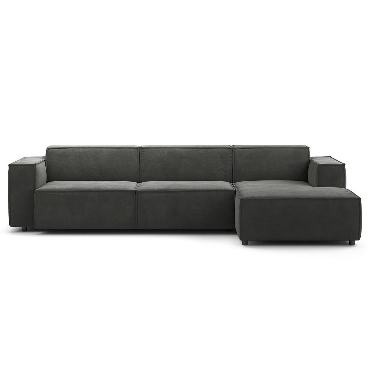 ECKSOFA mit Longchair - Schwarz/Grau, Kunststoff/Textil (294/177cm) - home24