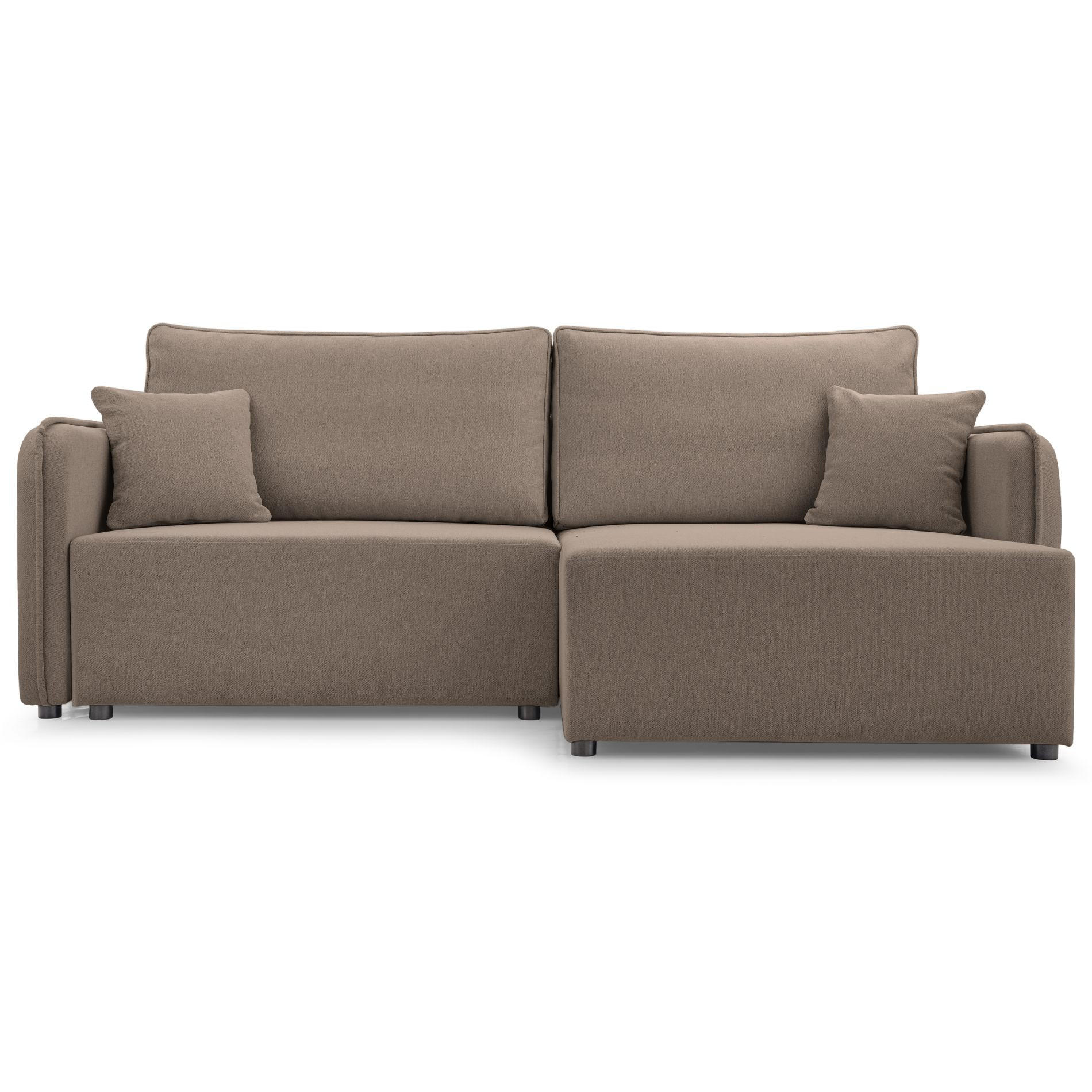 ECKSOFA Kassian, Hellbraun Strukturstoff, rechtsseitig - Hellbraun/Schwarz, Kunststoff/Textil (227/147cm) - Selsey