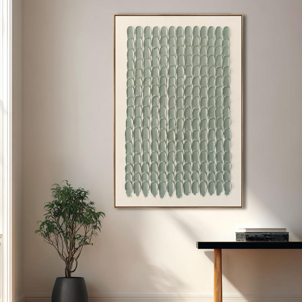 ACRYLBILD HANDGEMALT 60/90 cm - Weiß/Grün, Holz/Textil (60/90cm) - KUNSTLOFT