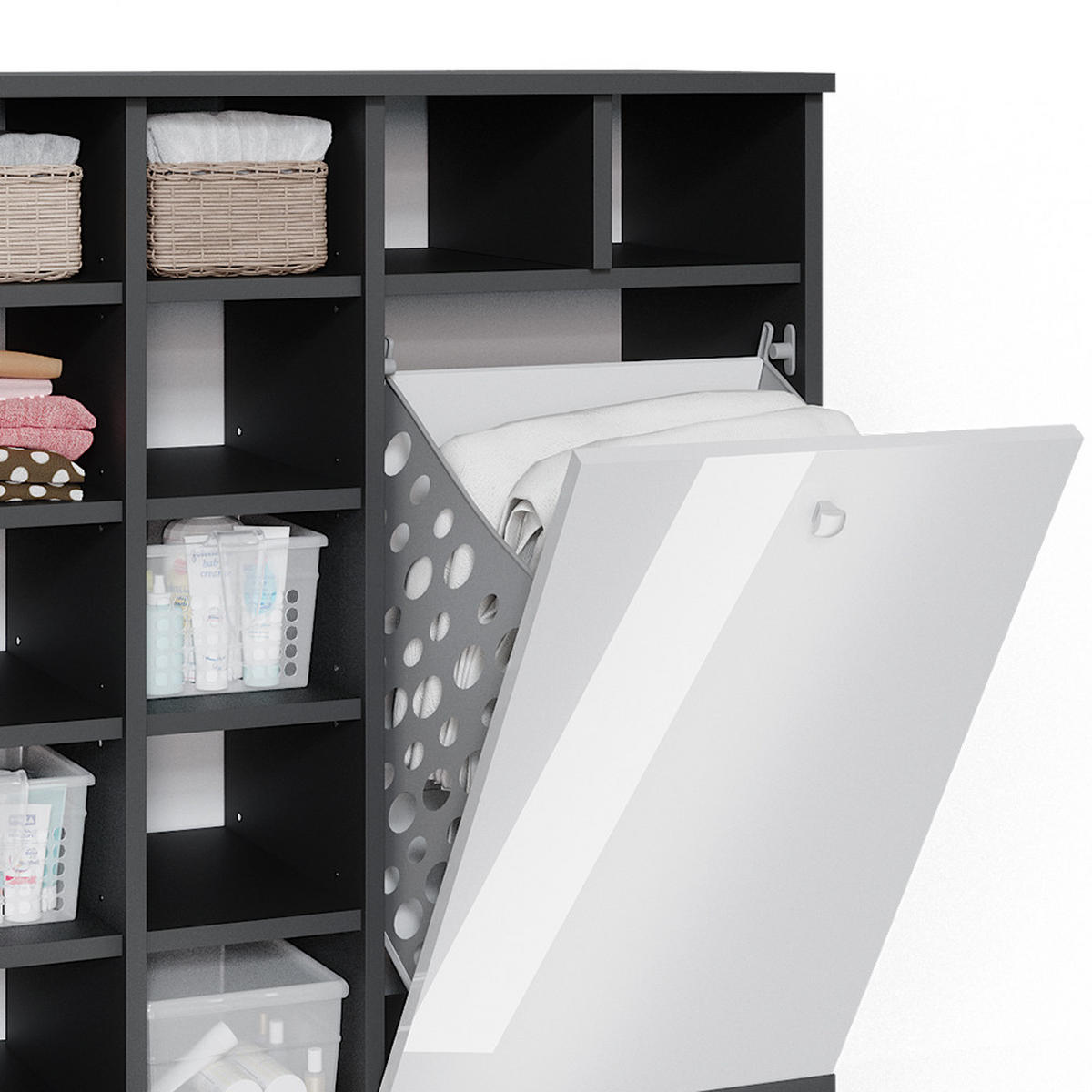 BADSCHRANK Fynn Weiß Hochglanz 78.4 x 91.6 cm - Weiß Hochglanz, Holzwerkstoff (78.4/91.6/34cm) - Vicco