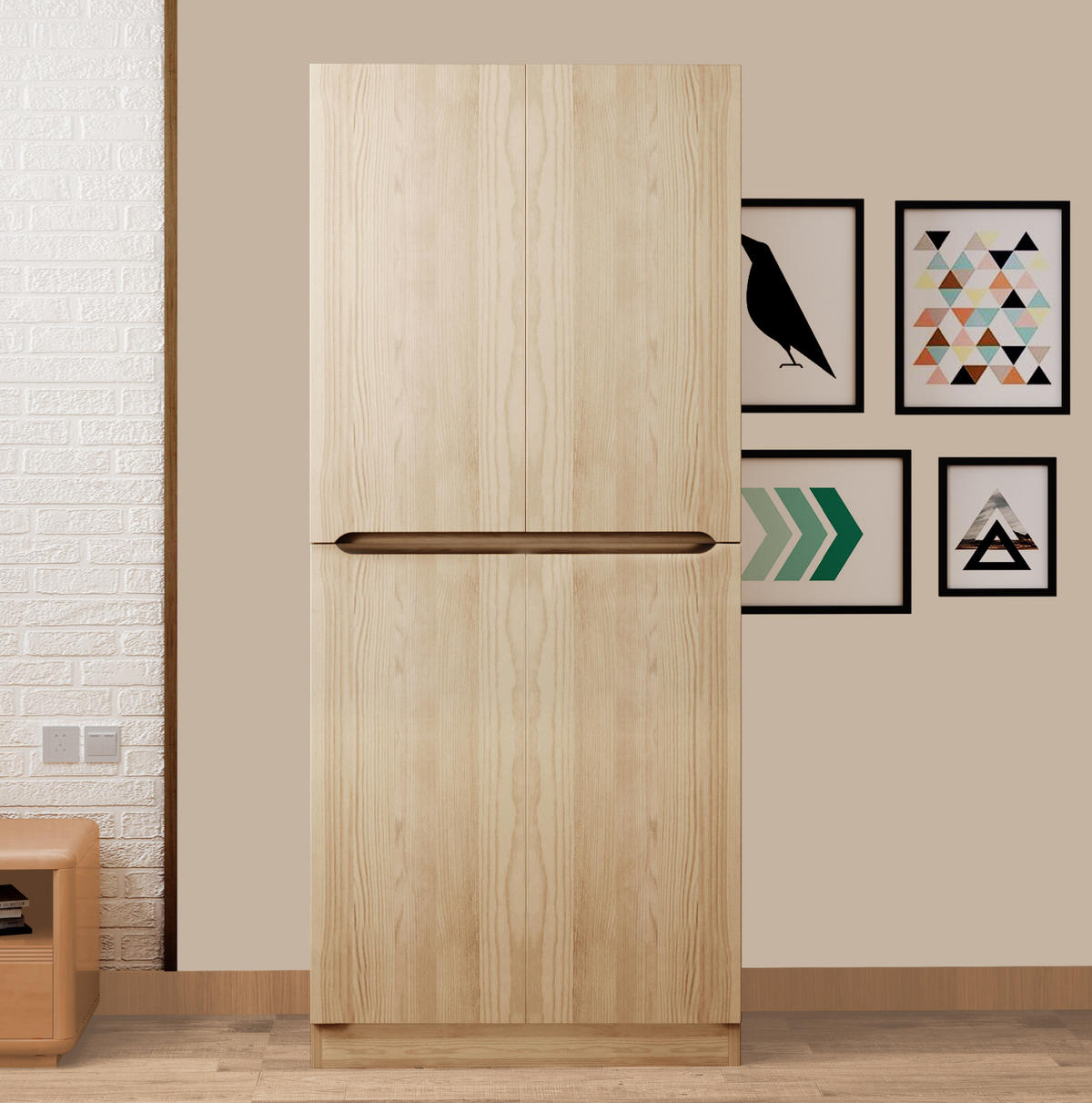 KLEIDERSCHRANK 70/170/40 cm Holzfarbe aus Holz mit Doppeltürdesign - Naturfarben, Holz (40/170/70cm) - OKMYHOME