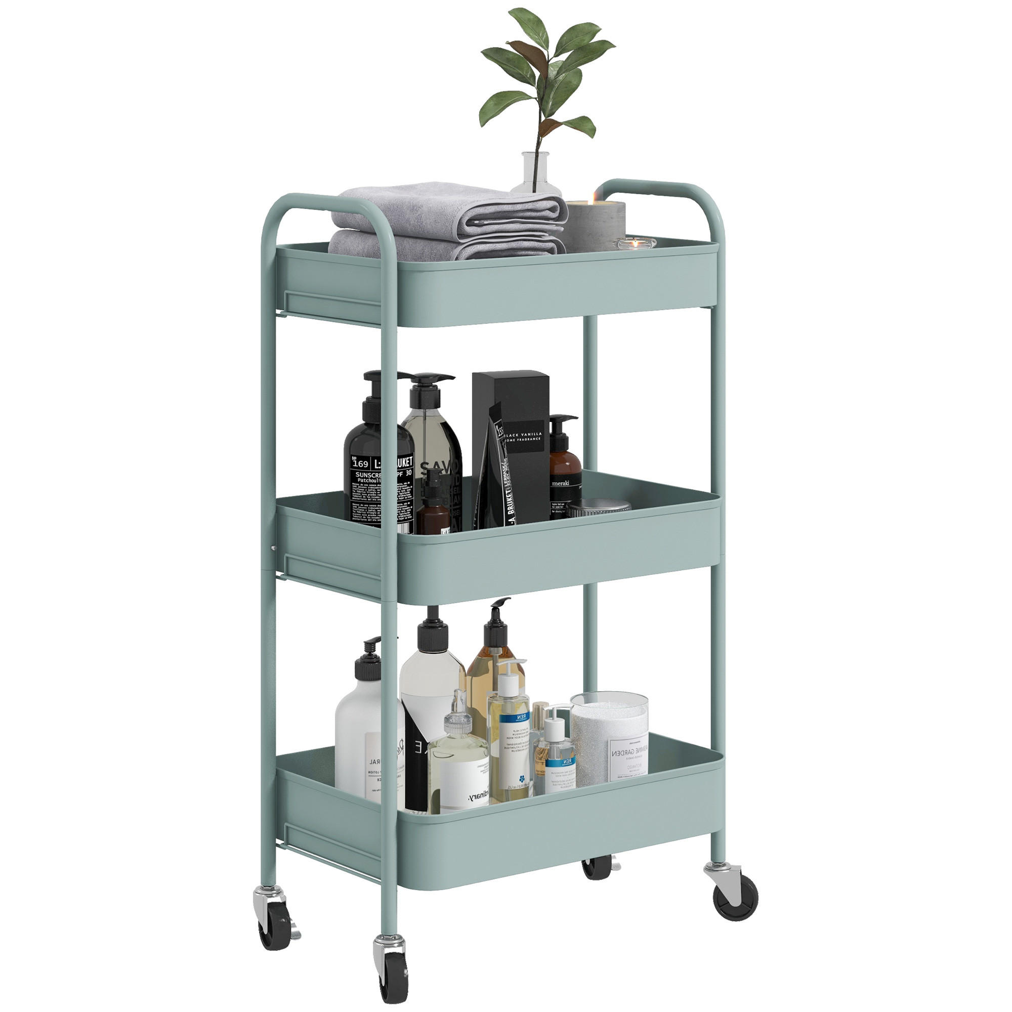 SERVIERWAGEN DE-12425 3 Gitterablagen Hellblau - Hellblau, Metall (30.6/79/45cm) - ComfortXL