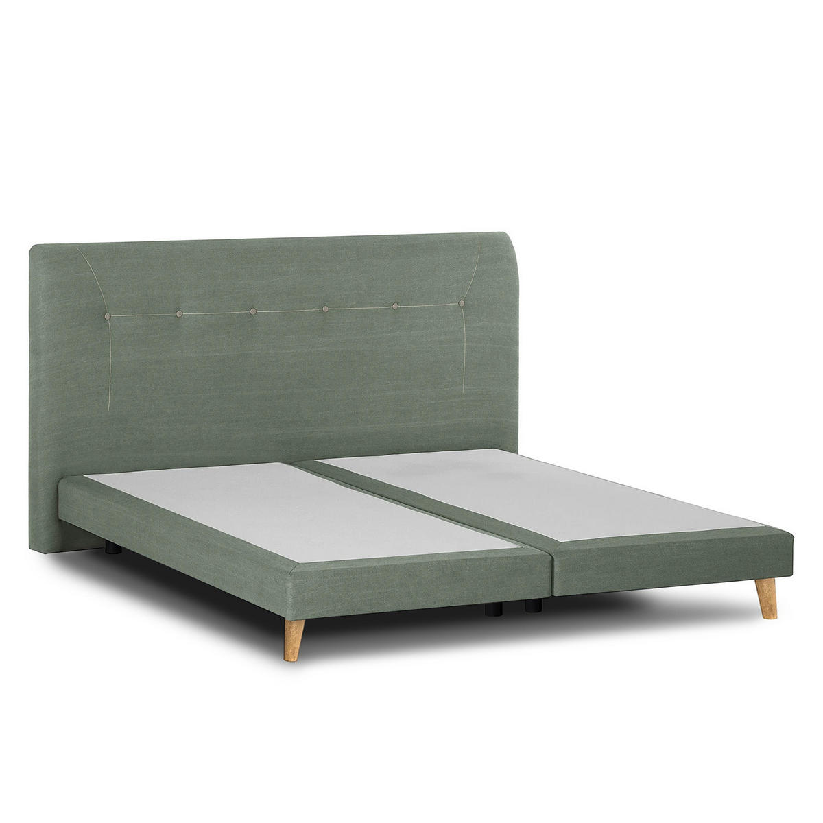 BOXSPRINGBETT - Webstoff - Jadegrün, Naturmaterialien (200/200cm) - home24