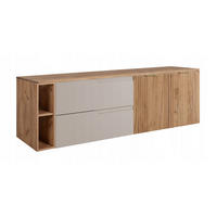 WASCHBECKUNTERSCHRANK MODERN 160cm mit Arbeitsplatte Farbe: Eichen Craft mit geriffelter Vorderseite + Regal Farbe: Eichen Craft - Kaschmir - Kaschmir, Holzwerkstoff (160/57/46cm) - Rodan