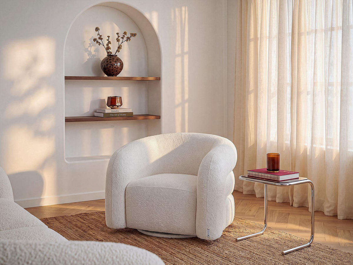 SESSEL mit gerader Rückenlehne - 1 Person - stoff - weiß Lapiota - Weiß, Textil (97/75/91cm) - Vente-Unique