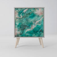 SIDEBOARD ABSTRACT ALCHEMY, Grau, 57,5x42x77,5 cm, Schräge Buchenholzfüße - Buchefarben/Multicolor, Holzwerkstoff/Buchenholz (57.5/77.5/42cm) - SpaceRebels