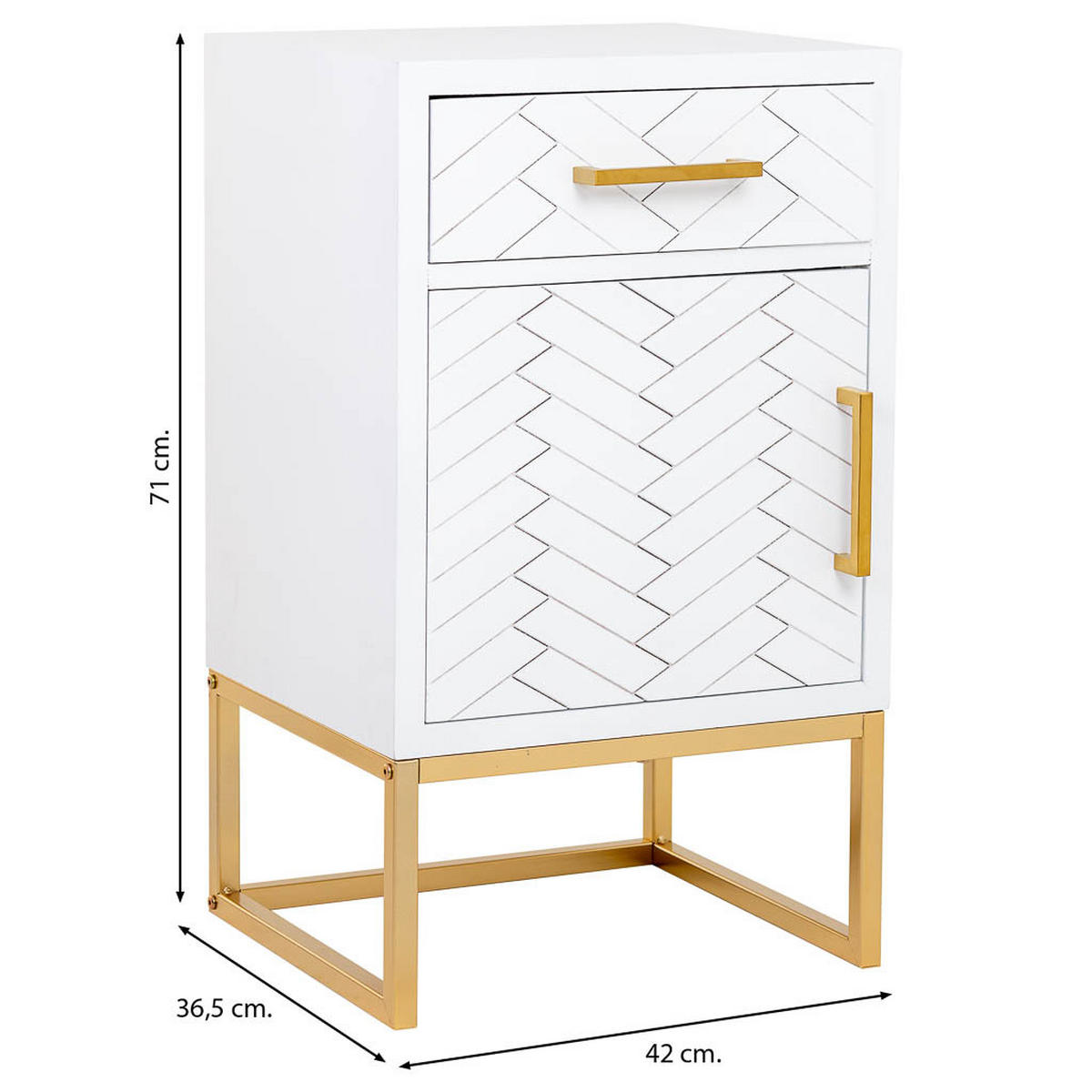 NACHTTISCH aus Metall und Holz, 42x37x71cm - Weiß, Holz (42/71/36cm) - Wanderlust