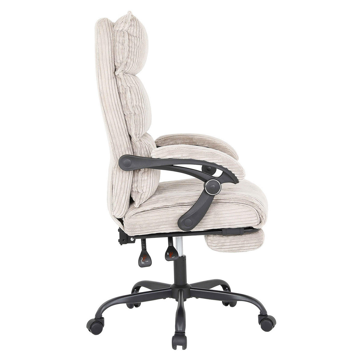 BÜRODREHSTUHL mit Fußablage - Beige/Schwarz, Textil/Metall (71/116/71cm) - home24
