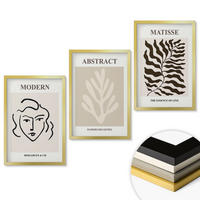 WANDBILDER 3er Set - 40x60 cm Goldrahmen - Gesicht Blätter Kunst Matisse - Goldfarben, Kunststoff (40/60cm) - ArtPrintCave