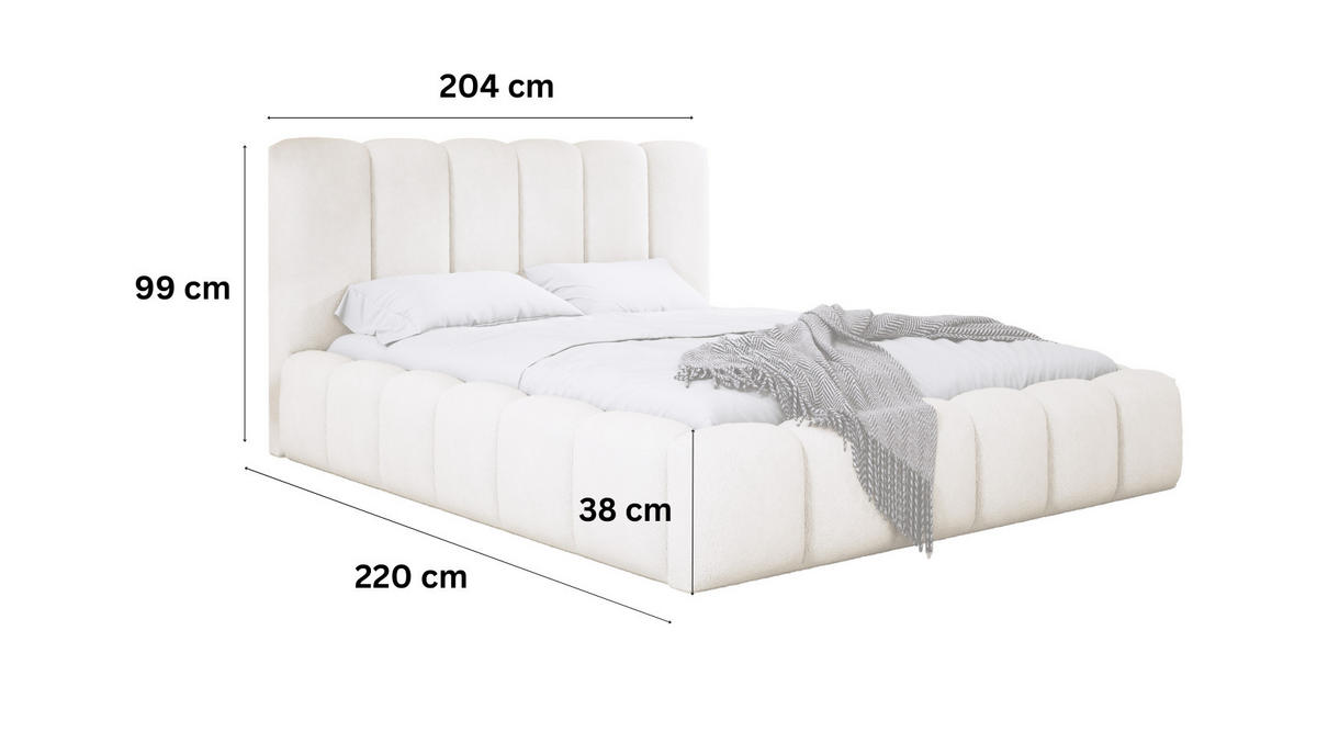 POLSTERBETT VELORA 180x200 ECRU - Ecru, Textil (180/200cm) - Luxkor24