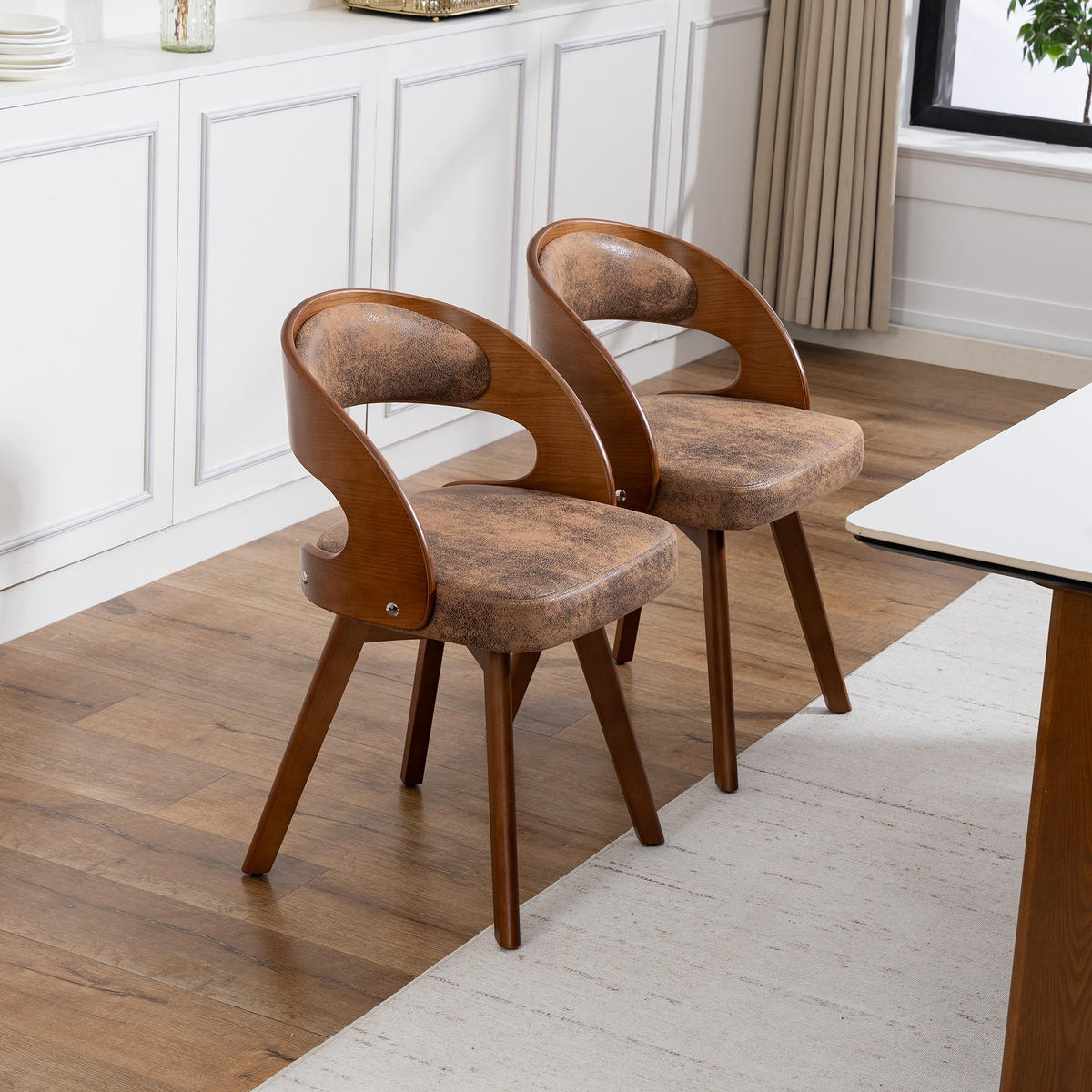 STUHL 2er-Set Esszimmerstuhl,360° drehbar,Massivholzrahmen,Mikrofaser,Dunkelbraun - Dunkelbraun, Holz (44/72/41cm) - LVHOM