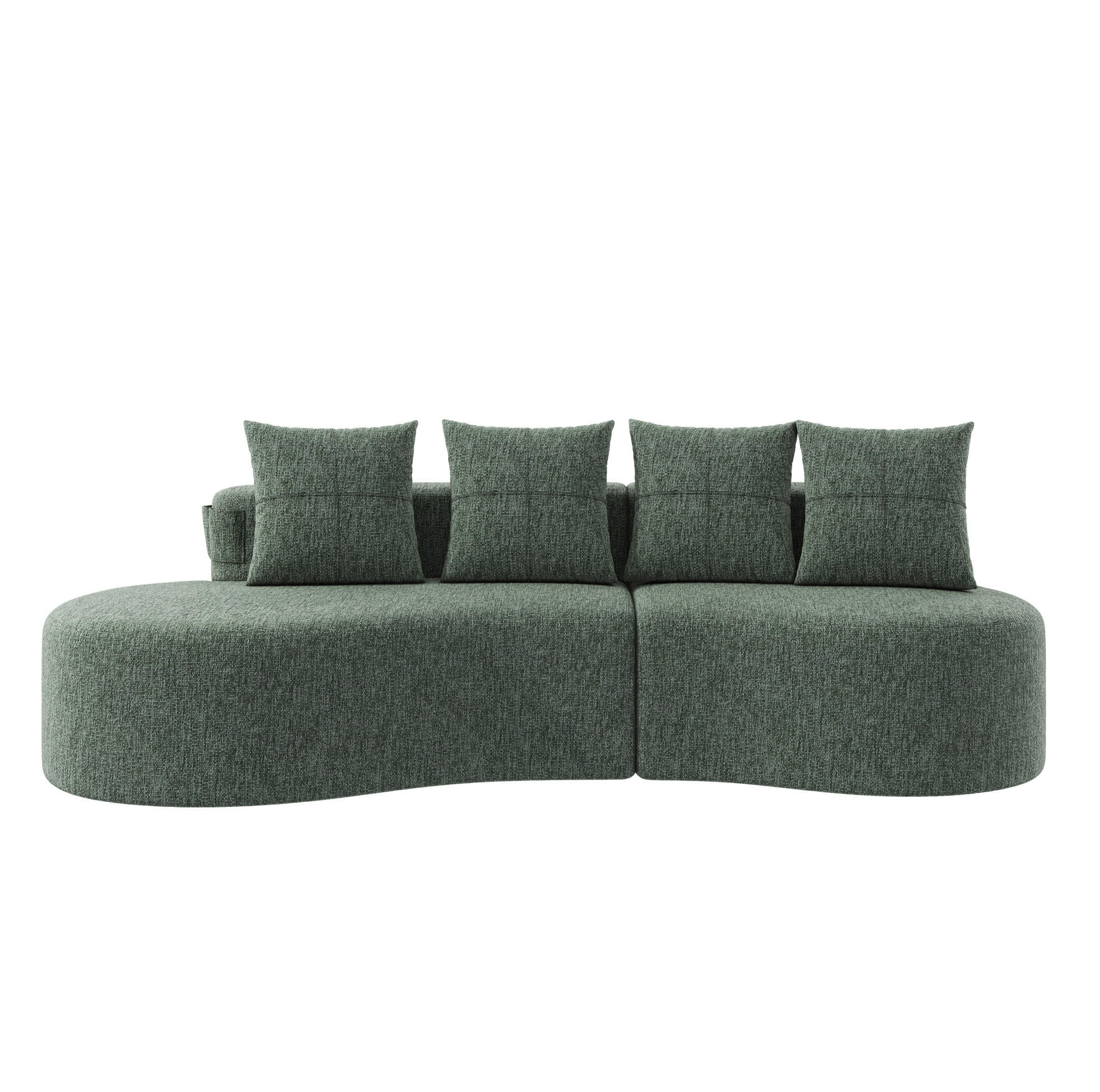SOFA 240/109/60 cm aus Leinen mit Becherhaltern und Seitentaschen Grün - Grün, Textil (109/63/240cm) - Modenvie