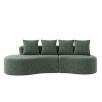 SOFA 240/109/60 cm aus Leinen mit Becherhaltern und Seitentaschen Grün - Grün, Textil (109/63/240cm) - Modenvie