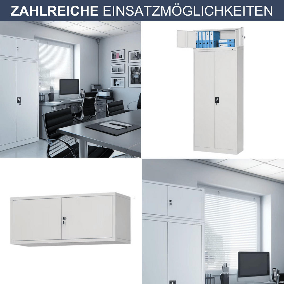 SCHRANKERWEITERUNG Aktenschrank mit 2 Flügeltüren 38x90x40cm Grau - Grau, Metall (90/38/40cm) - DELUKE