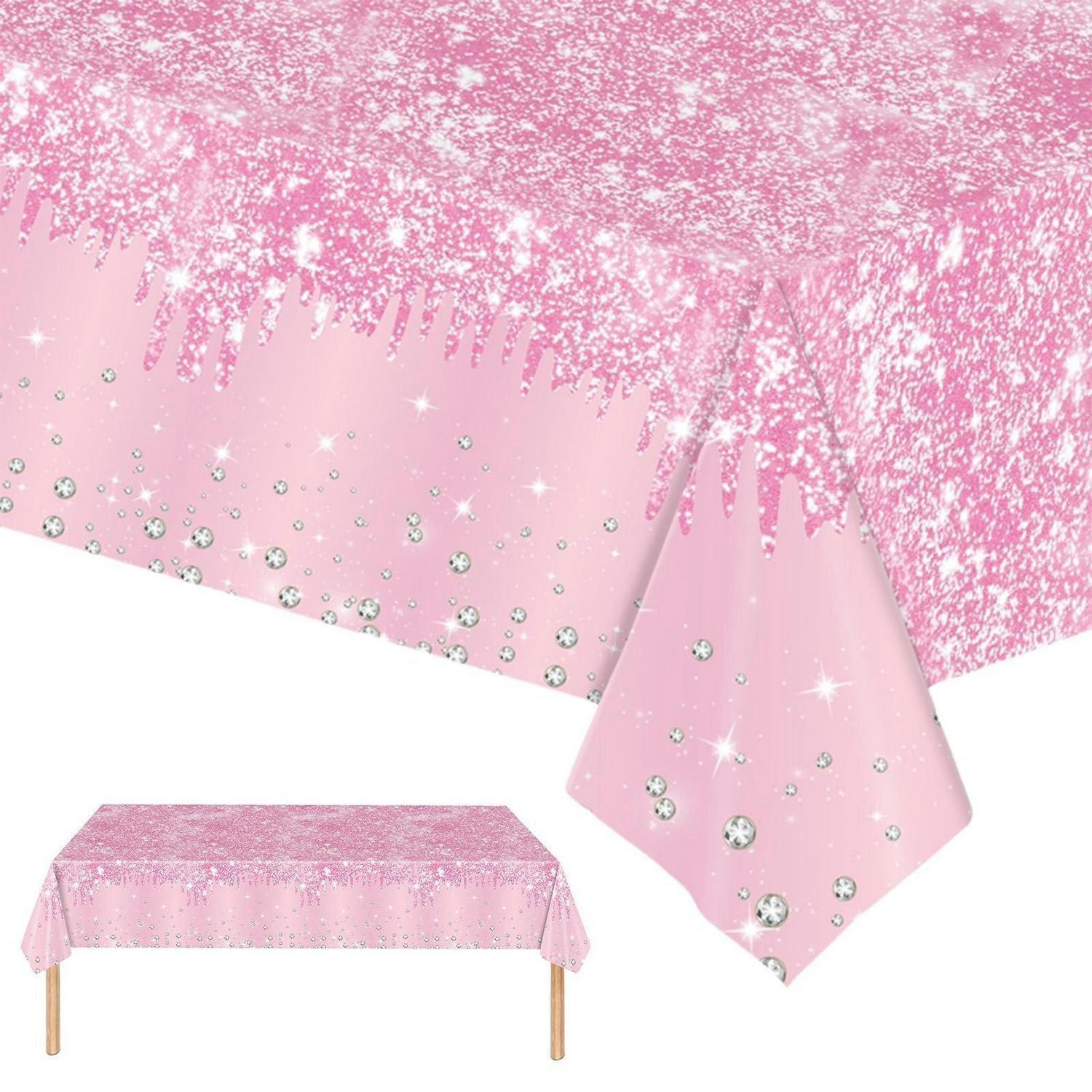 TISCHDECKE 2 Stück 137 x 274 cm Rosa Glitzernd - Rosa, Kunststoff (274/137/1.5cm)