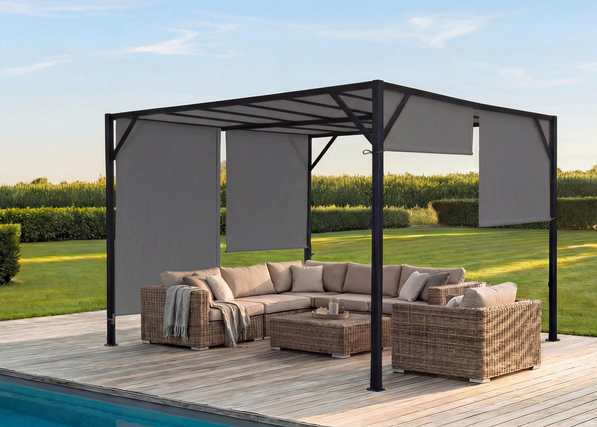 PERGOLA BEJA Grau - Grau, Metall (405/212/405cm) - MCW