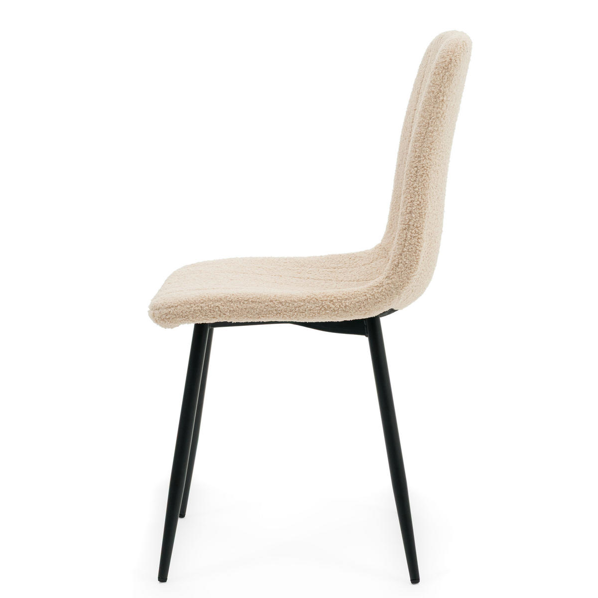 STUHL GELA gepolstert mit Steppung - dunkelbeige - Boucle TEDDY - Beige/Schwarz, Textil/Metall (45/89/53cm) - NEW HOME