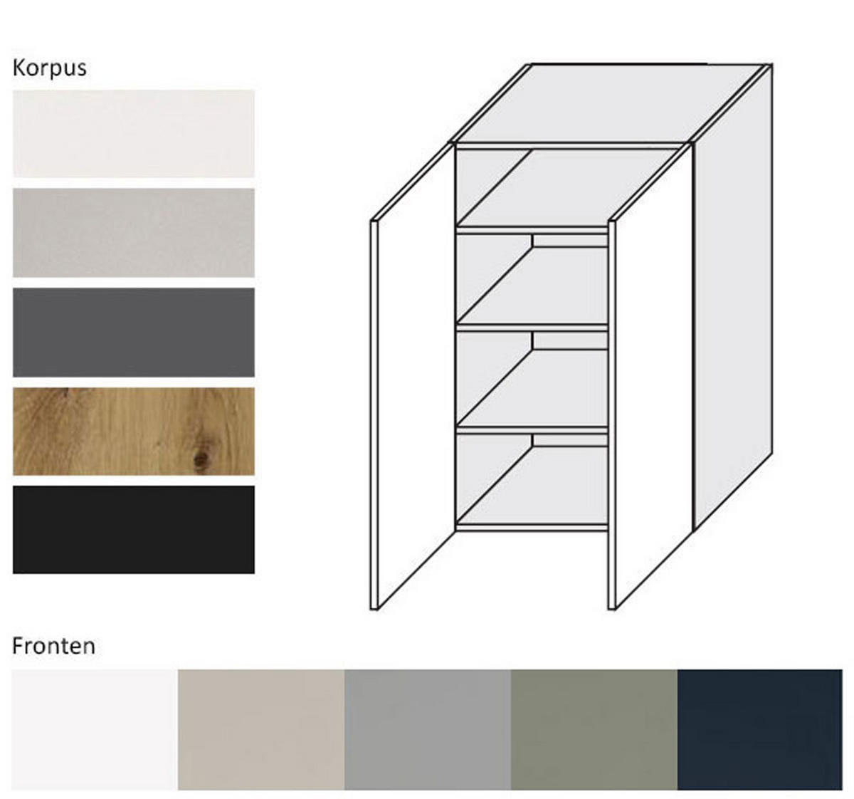HÄNGESCHRANK Oslo W4/60 Lava / Dust Grey Matt 60 / 32,5 / 96cm - Dunkelgrau/Grau, Holz/Holzwerkstoff (60/96/32.5cm) - Feldmann-Wohnen