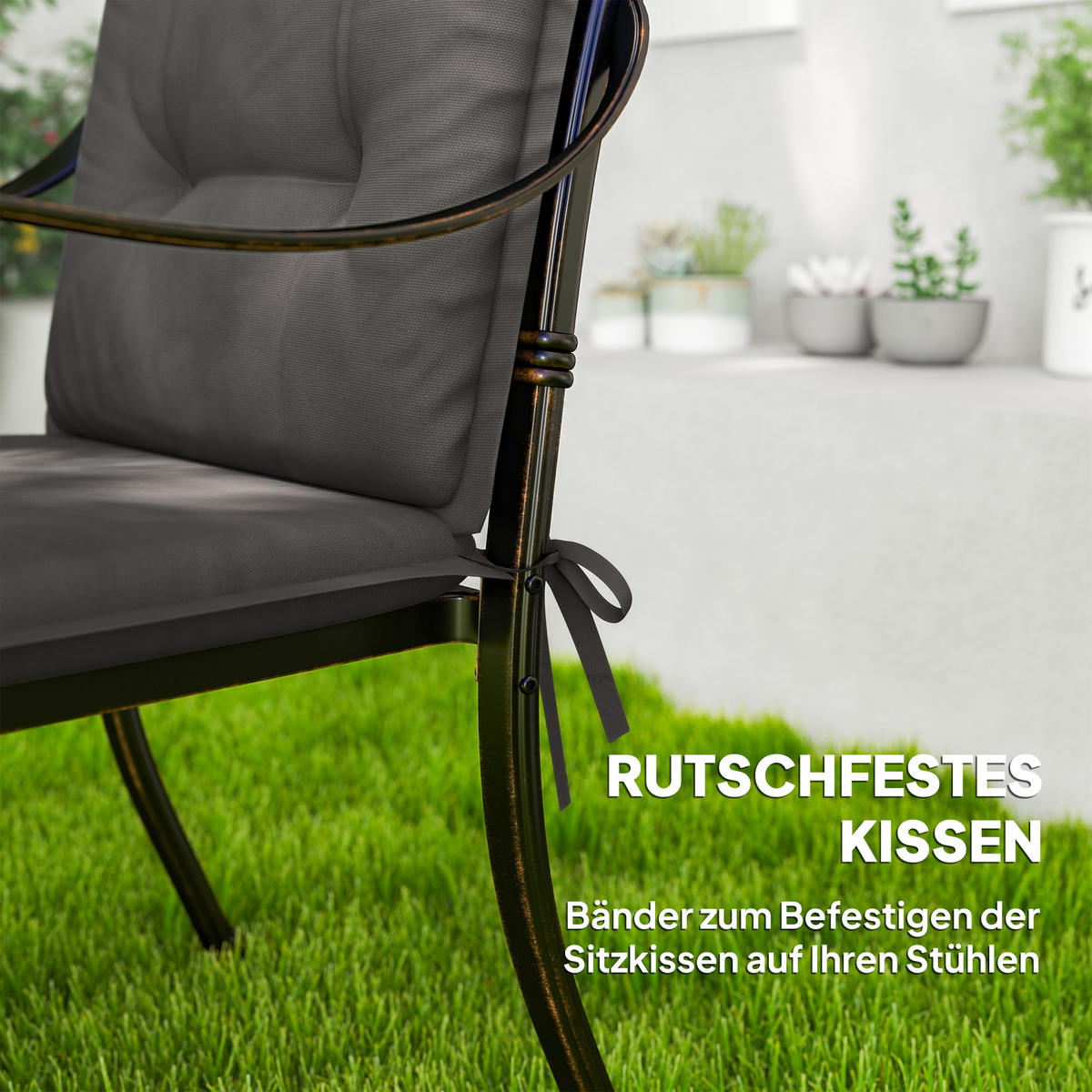 SITZKISSEN 4er Set 108 x 50 x 5 cm - Dunkelgrau, Kunststoff (50/5/108cm) - Outsunny