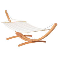 HÄNGEMATTE mit Gestell DE-13580 mit Holzgestell Creme & Braun - Weiß, Holz (120/102/392cm) - ComfortXL
