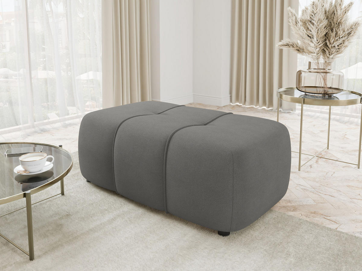 POLSTERHOCKER Furyn - Greige/Schwarz, Holzwerkstoff/Kunststoff (93/38/62cm) - MIRJAN24