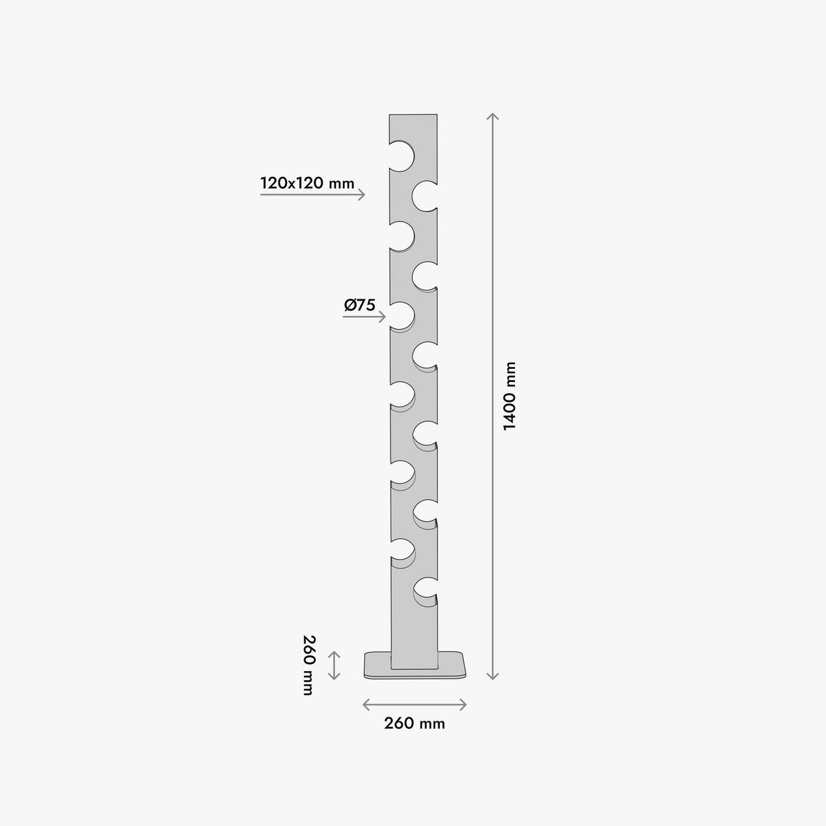 WEINREGAL Barolo Metall,Schwarz, Für 12 Weinflaschen 140/26/26cm - Schwarz, Metall (26/140/26cm) - Metalo Pro