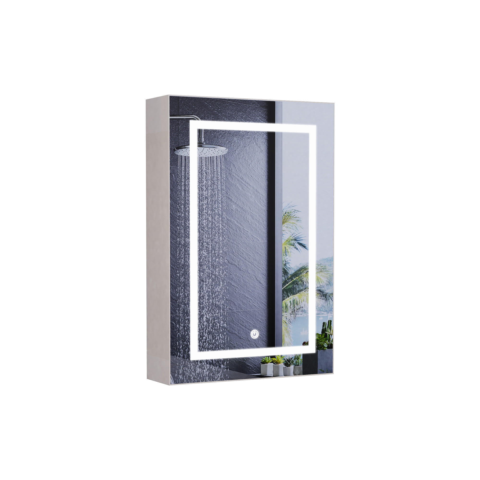 LED-SPEGELSK&Aring;P 50x70cm vit, 1 d&ouml;rr med touchknapp 70/50/13 cm