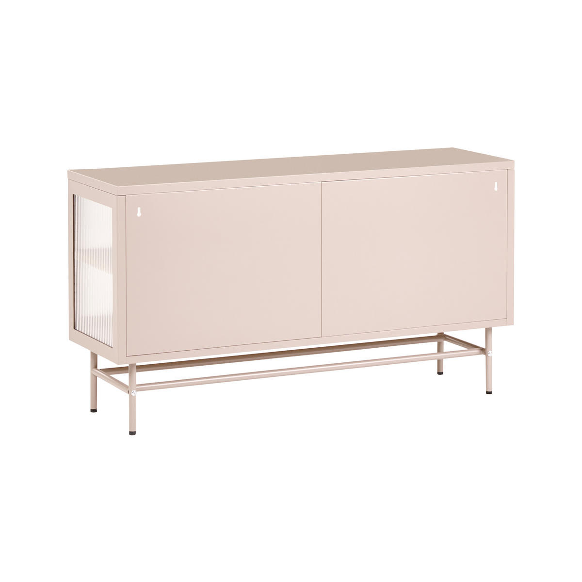 SIDEBOARD mit Glastüren Metall 115 cm Beige Devon - Beige, Metall (115/64/35cm) - Beliani