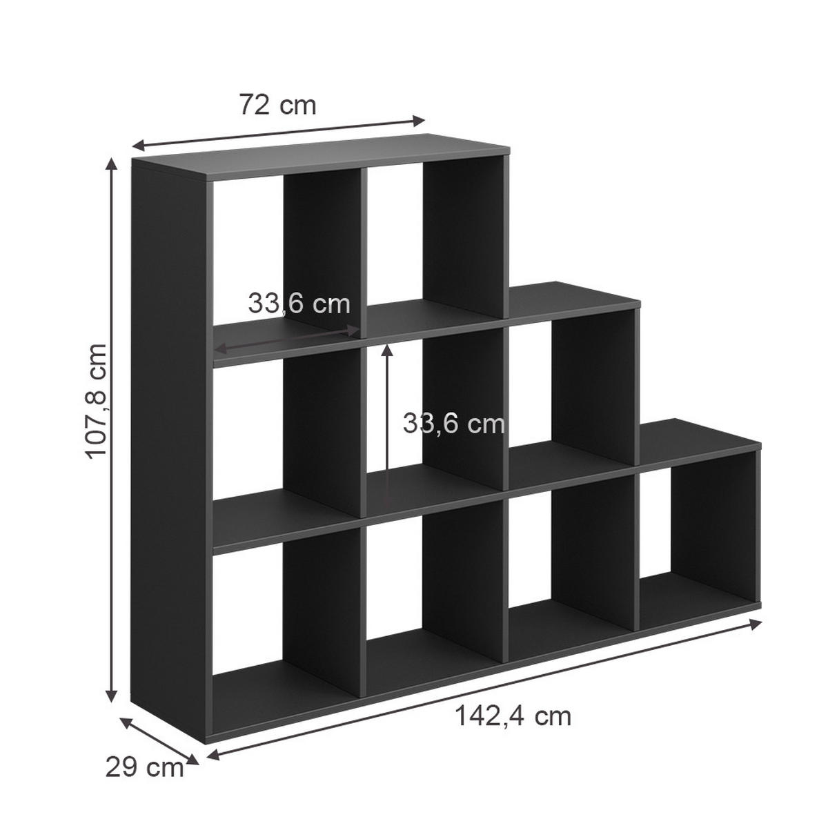 TREPPENREGAL Anthrazit 142.4 x 107.8 cm - Anthrazit, Holzwerkstoff (142.4/107.8/29cm) - Vicco