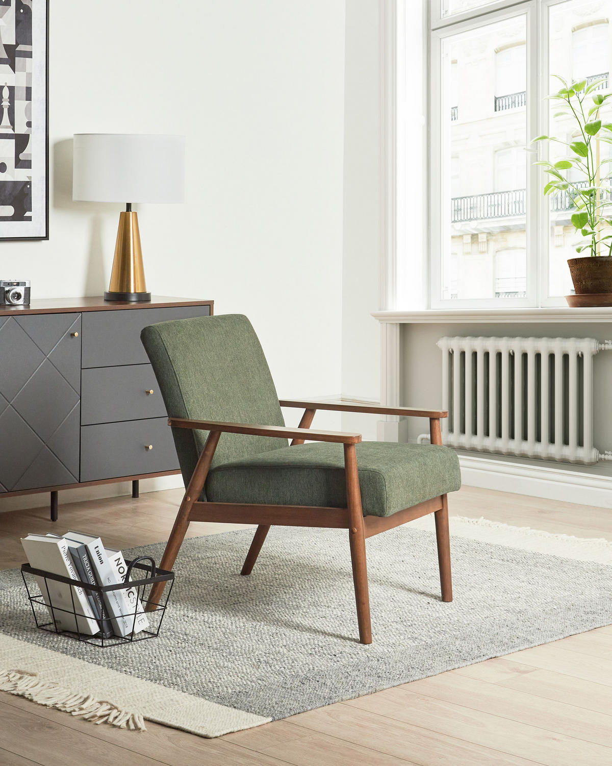 SESSEL Dunkelbraun/Grün Esrum - Braun/Grün, Textil (62/79/80cm) - Beliani