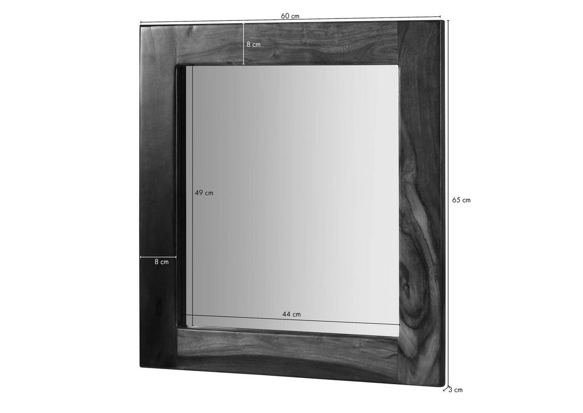 SPIEGEL Sheesham 60x3x65 walnuss lackiert TORONTO #314 - Dunkelbraun, Holzwerkstoff (60/65/3cm) - Massivmoebel24