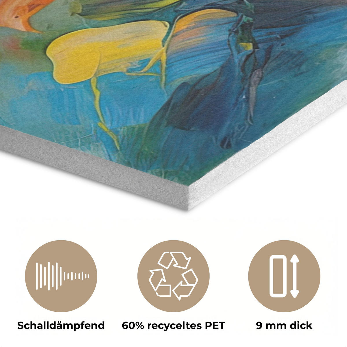 AKUSTIKBILD Ölgemälde - Kunst - Abstrakt - Farbenfroh Wanddeko 60x90 cm - Altrosa, Kunststoff (60/90/0.9cm) - MuchoWow