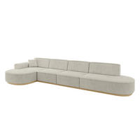ECKSOFA Ottomane Links MARI-L3-v2 - 413x171x83 cm Creme Cord - Hellgrau/Creme, Holzwerkstoff/Textil (413/171cm) - ALTDECOR