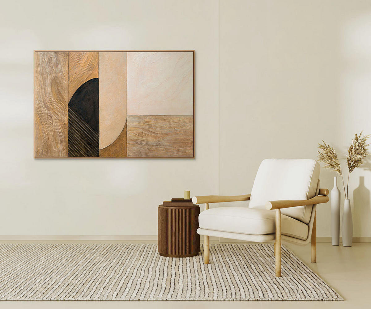 GEMÄLDE Natürliche Ornamente Schattenfugenrahmen Eichefarben 140x100 cm - Eichefarben, Holz (140/100cm) - YS-art gallery