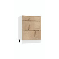 UNTERSCHRANK D60S3 - Zivora - 3 Schubladen für effiziente Organisation - Eiche Artisan, Holz (60/82/52.4cm) - ROYAL24_MARKT