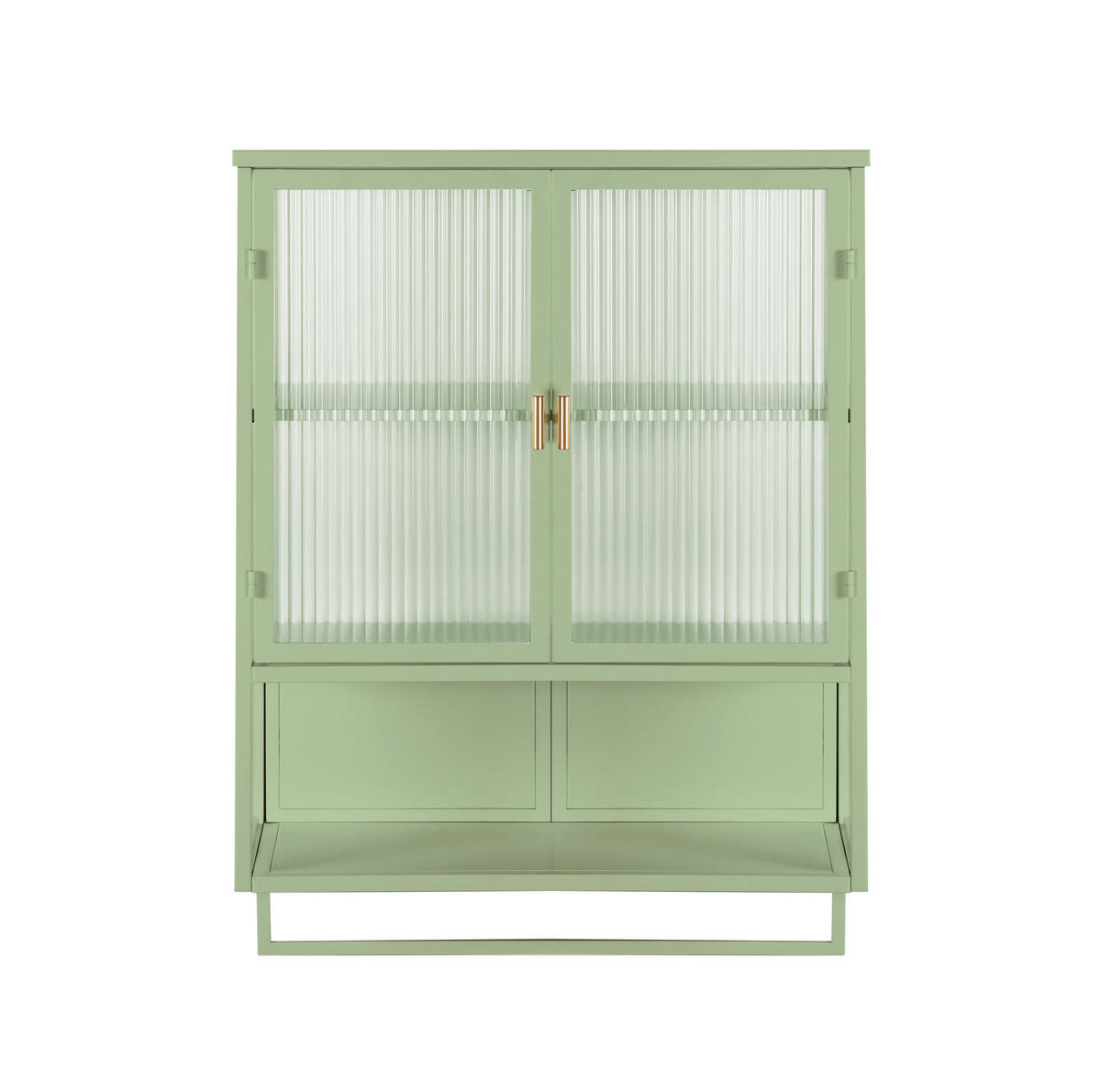 KÜCHENOBERSCHRANK 60/23/78 cm mit 2 Glastüren, offenem Fach und Handtuchhalter aus Glas und Metall, Grün - Grün, Glas (60/78/23cm) - Redom