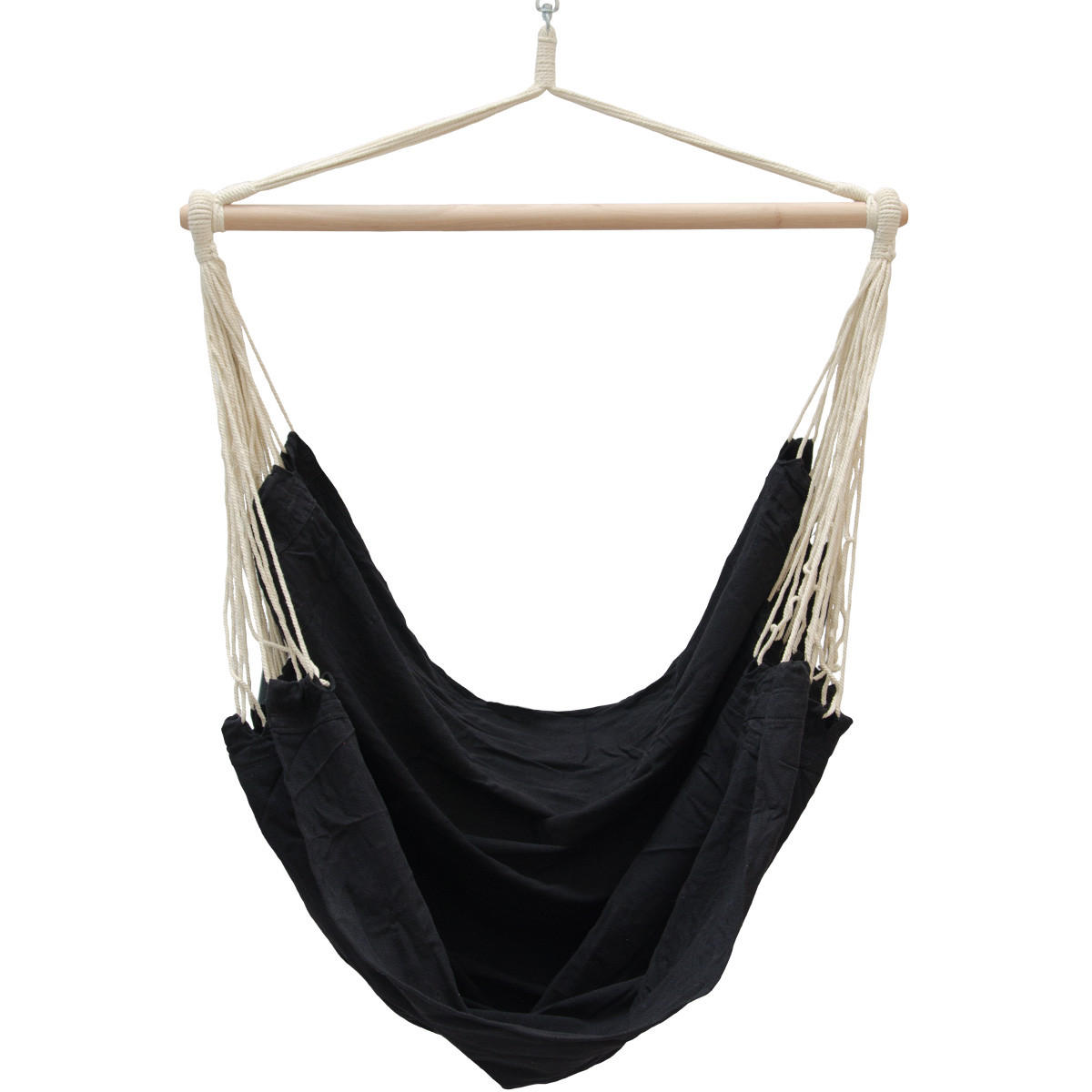 XXL-HÄNGESESSEL 185/130 cm Belastbar bis 150 kg Schwarz - Schwarz, Textil (130/155/185cm) - Amanka