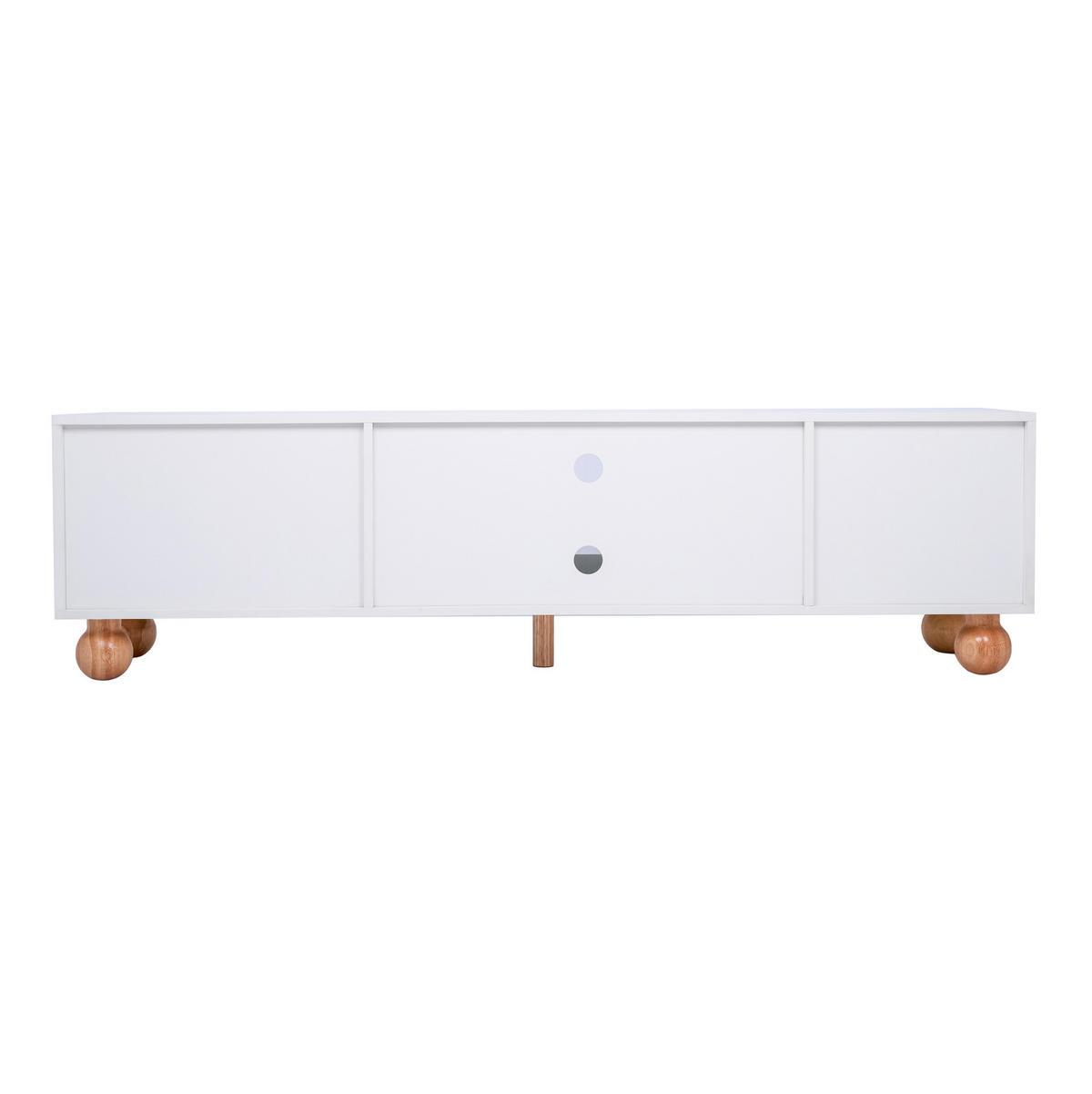 TV-SCHRANK 170/47/37 cm weiß mit Rattan-ähnlicher Tür und Glasschiebetüren - Weiß, Holzwerkstoff (170/37/47cm) - OKWISH