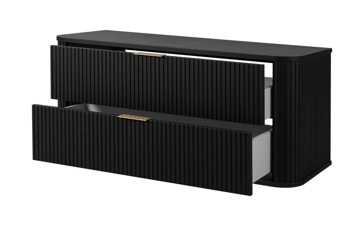 BADEZIMMERSCHRANK, Schwarz + Goldener Griff, 41,5 x 120 x 51,7 cm - Goldfarben/Schwarz, Holzwerkstoff/Kunststoff (120/51.7/41.5cm) - 3XE LIVING