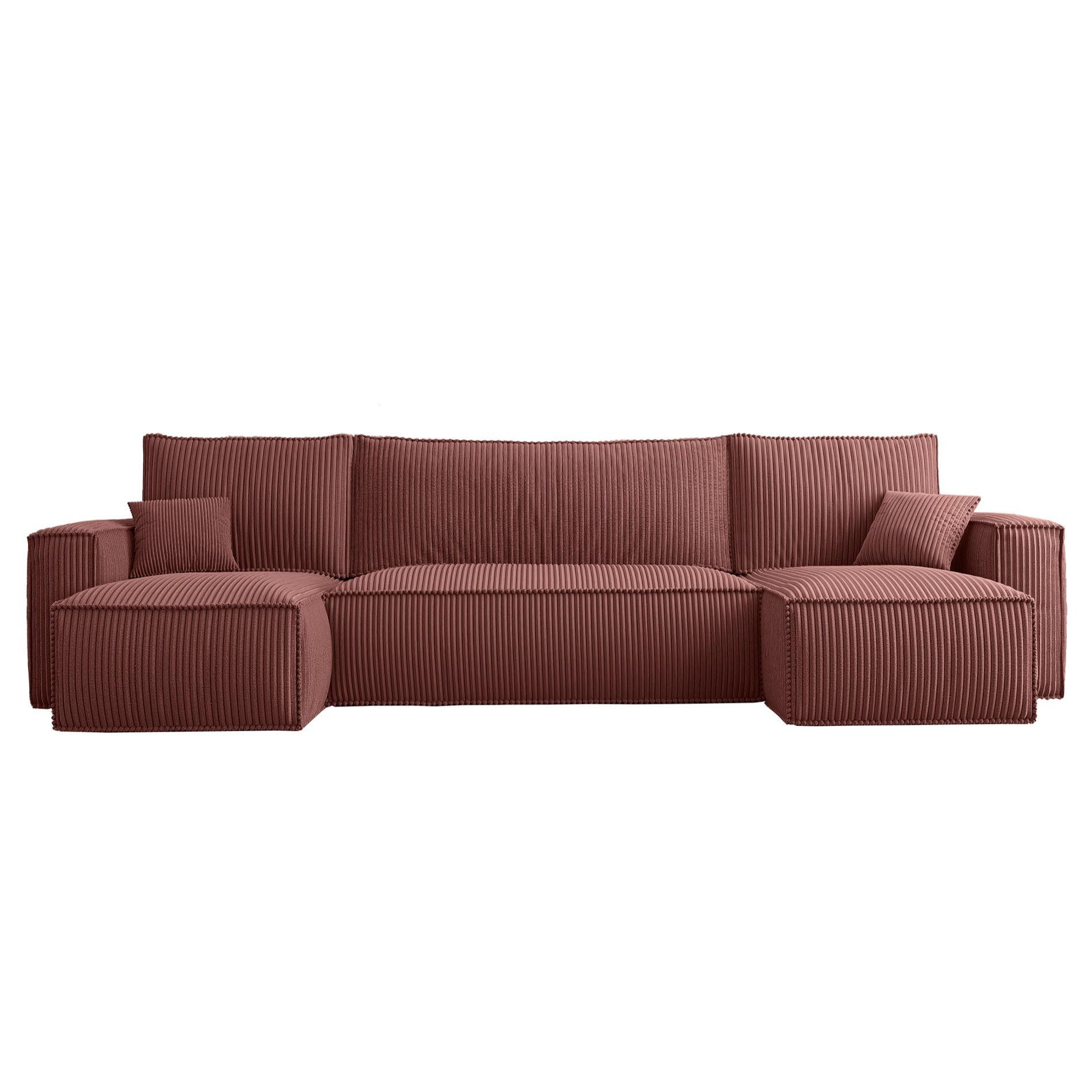 WOHNLANDSCHAFT Scarlo Dunkelrosa Cordbezug - Dunkelrosa/Schwarz, Kunststoff/Textil (244/83/145cm) - Selsey