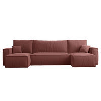 WOHNLANDSCHAFT Scarlo Dunkelrosa Cordbezug - Dunkelrosa/Schwarz, Kunststoff/Textil (244/83/145cm) - Selsey