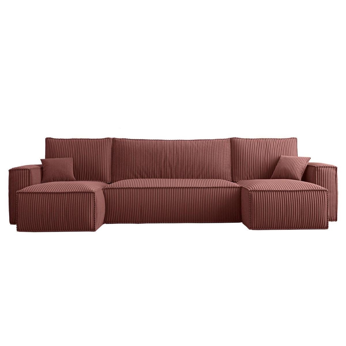 WOHNLANDSCHAFT Scarlo Dunkelrosa Cordbezug - Dunkelrosa/Schwarz, Kunststoff/Textil (244/83/145cm) - Selsey